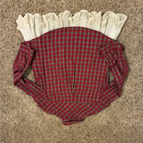 BDG Lace skirted Plaid Red and White cotton shirt - Picture 5 of 5